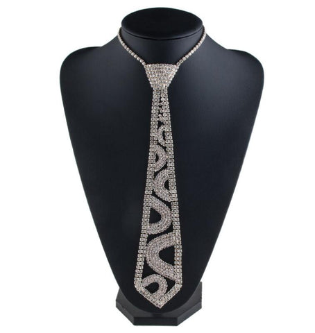 Rhinestone Tie Necklace