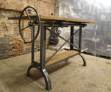 Handmade Large Industrial Oak Drafting Table