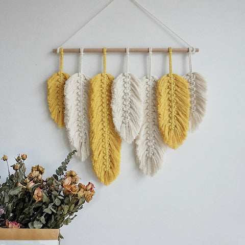 Handmade Macrame Feather Wall Hanging