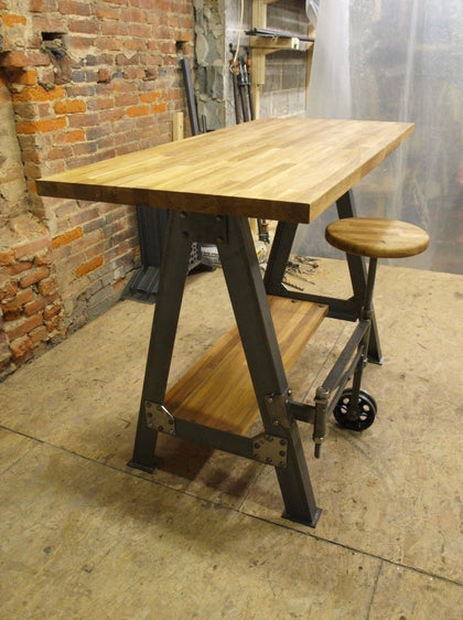 Handmade French Industrial Work Table