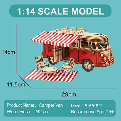 ROKR Camper Van Block Wooden Puzzle Car